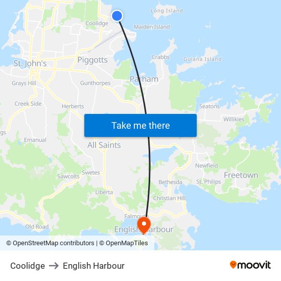 Coolidge to English Harbour map
