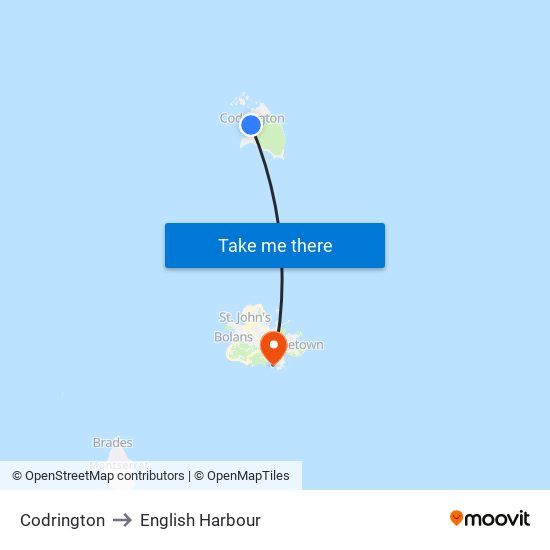 Codrington to English Harbour map