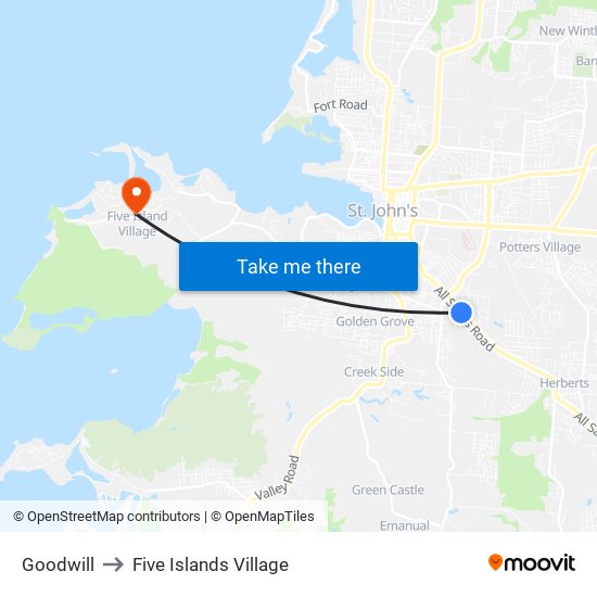 Goodwill to Five Islands Village map