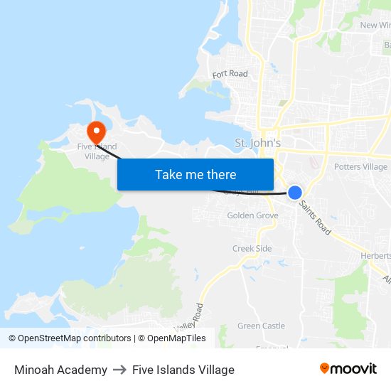 Minoah Academy to Five Islands Village map