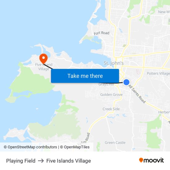 Playing Field to Five Islands Village map
