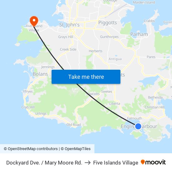 Dockyard Dve. / Mary Moore Rd. to Five Islands Village map