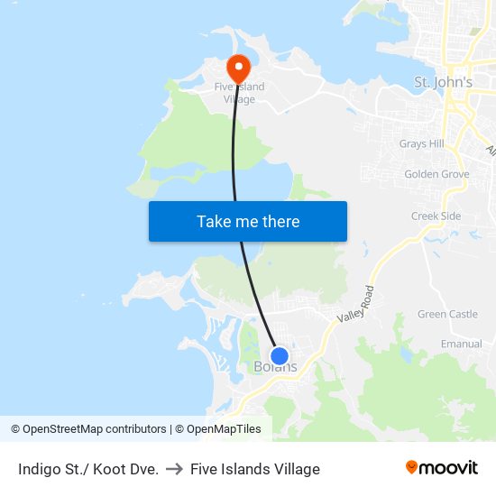Indigo St./ Koot Dve. to Five Islands Village map