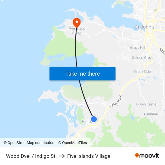 Wood Dve- / Indigo St. to Five Islands Village map