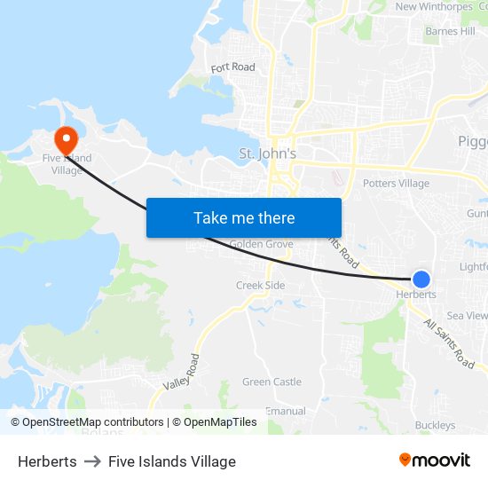 Herberts to Five Islands Village map