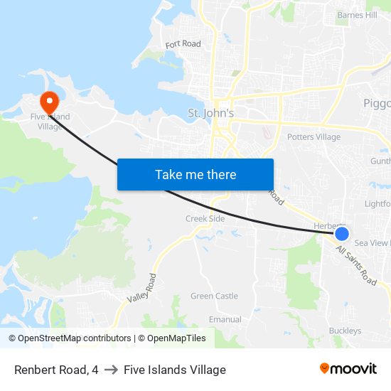 Renbert Road, 4 to Five Islands Village map