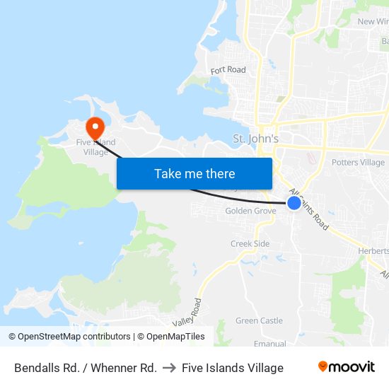 Bendalls Rd. / Whenner Rd. to Five Islands Village map