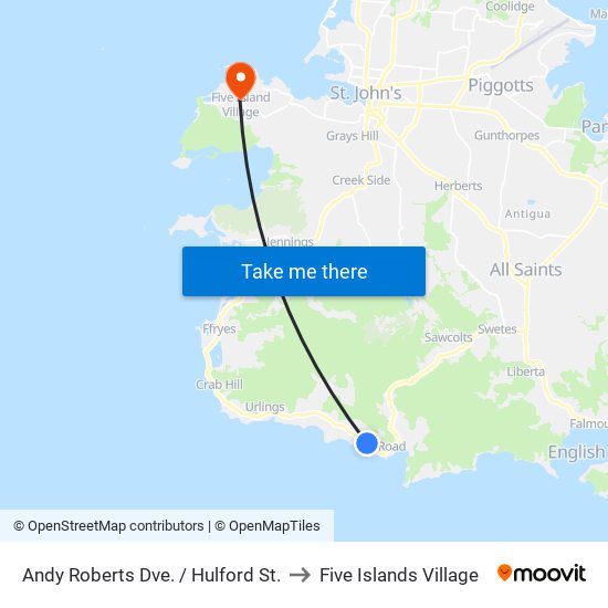 Andy Roberts Dve. / Hulford St. to Five Islands Village map