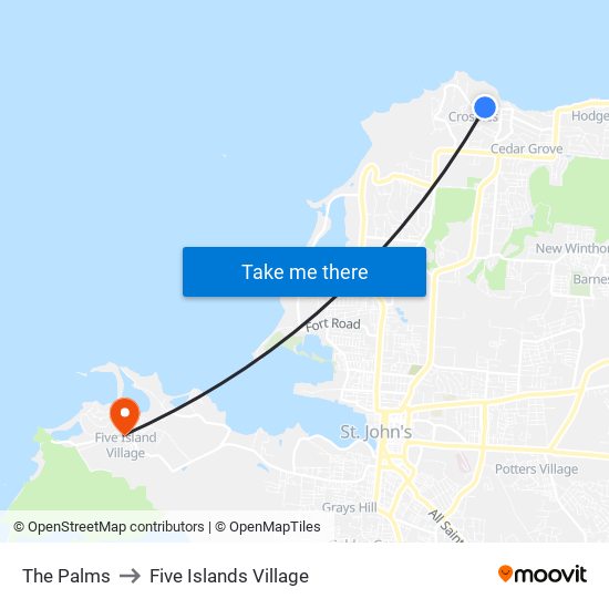 The Palms to Five Islands Village map