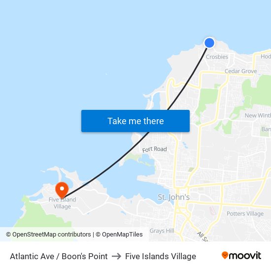 Atlantic Ave / Boon's Point to Five Islands Village map