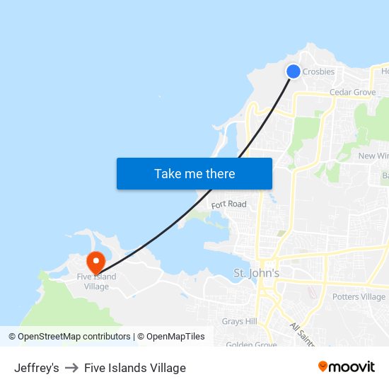 Jeffrey's to Five Islands Village map