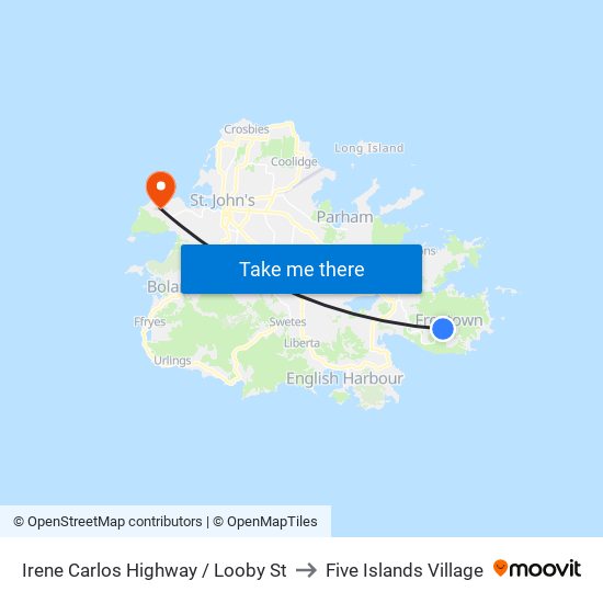 Irene Carlos Highway / Looby St to Five Islands Village map