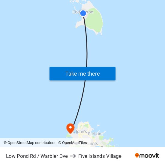 Low Pond Rd / Warbler Dve to Five Islands Village map