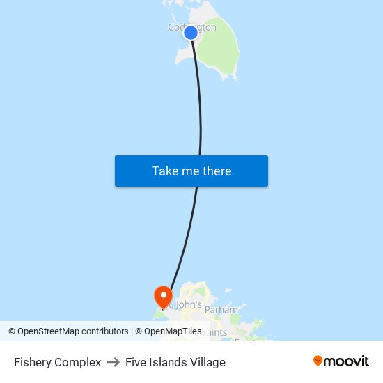 Fishery Complex to Five Islands Village map