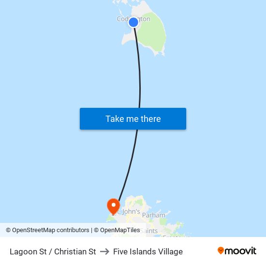 Lagoon St / Christian St to Five Islands Village map