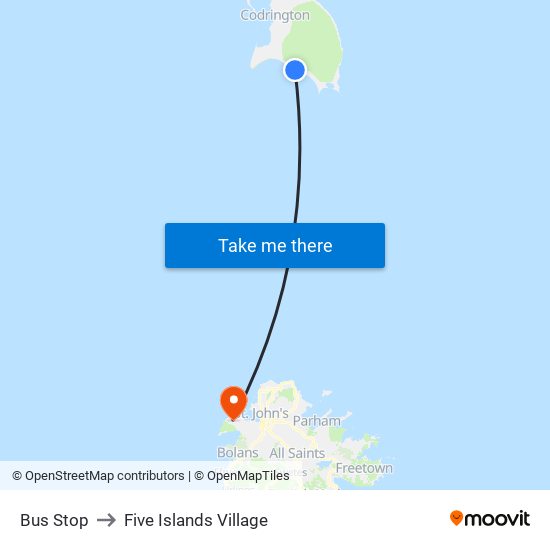 Bus Stop to Five Islands Village map