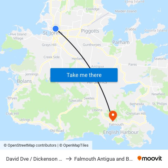 David Dve / Dickenson Bay St to Falmouth Antigua and Barbuda map