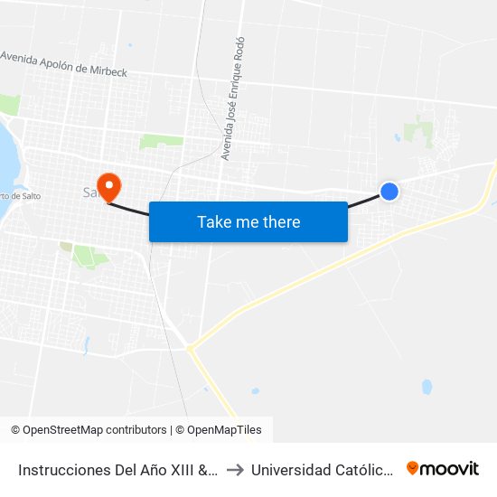 Instrucciones Del Año XIII & Avda. Pascual Harriague to Universidad Católica Del Uruguay, Salto map