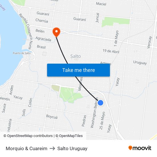 Morquio & Cuareim to Salto Uruguay map