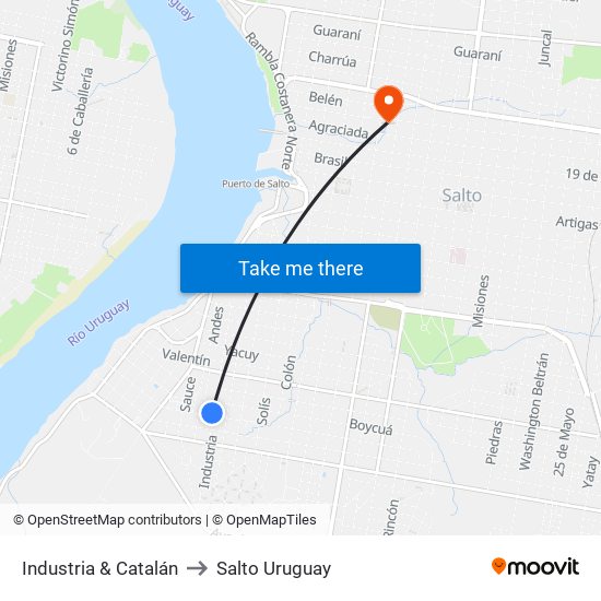 Industria & Catalán to Salto Uruguay map