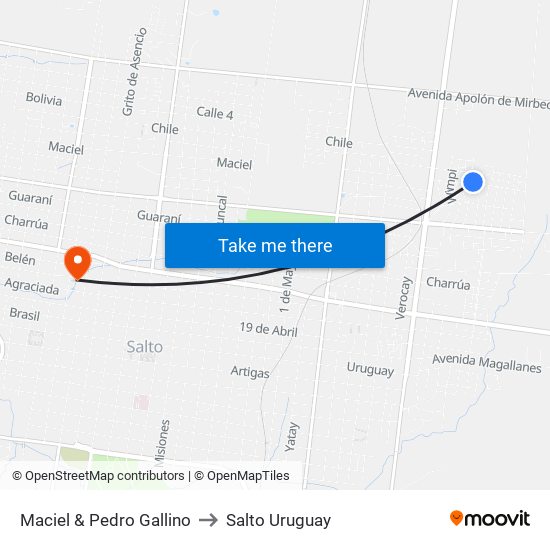 Maciel & Pedro Gallino to Salto Uruguay map