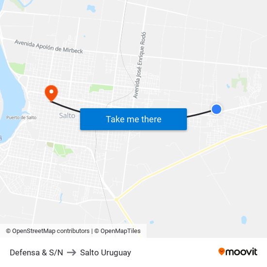 Defensa & S/N to Salto Uruguay map