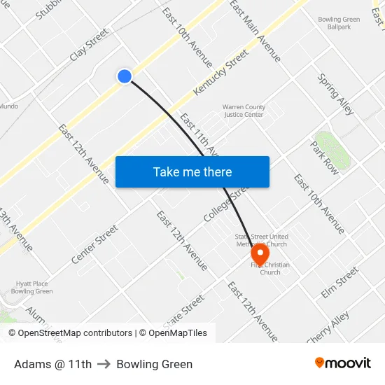 Adams @ 11th to Bowling Green map