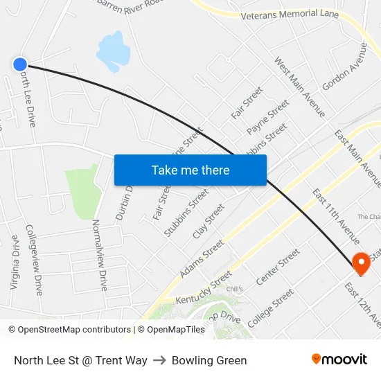 North Lee St @ Trent Way to Bowling Green map