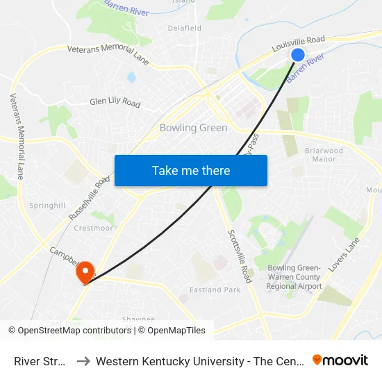 River Street @ Tpm to Western Kentucky University - The Center for Research & Development map