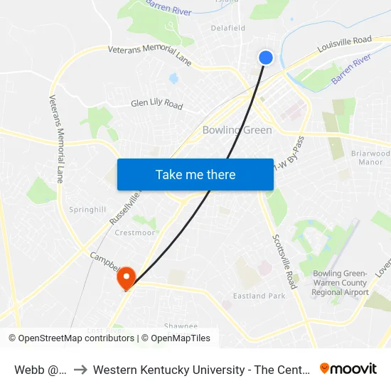 Webb @ Ragland to Western Kentucky University - The Center for Research & Development map