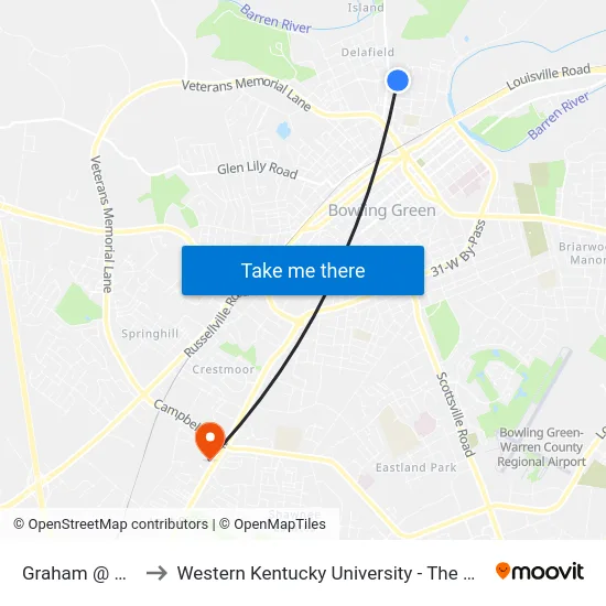 Graham @ Double Springs to Western Kentucky University - The Center for Research & Development map