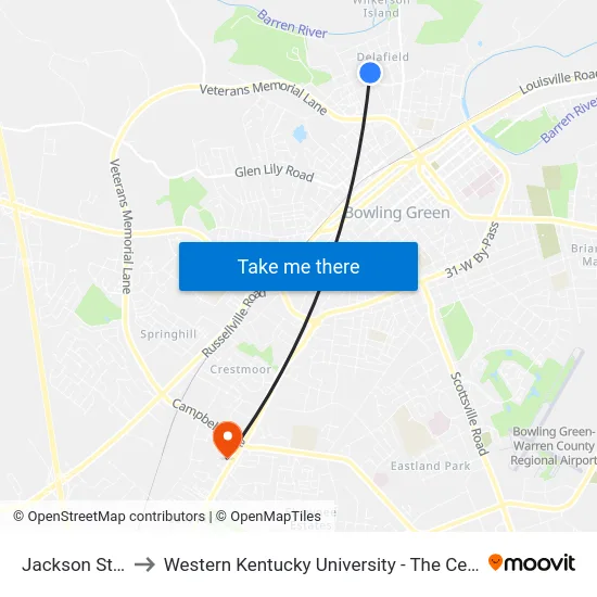 Jackson St @ Raven St to Western Kentucky University - The Center for Research & Development map