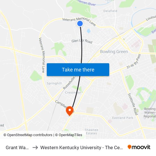 Grant Way @ Shelter to Western Kentucky University - The Center for Research & Development map