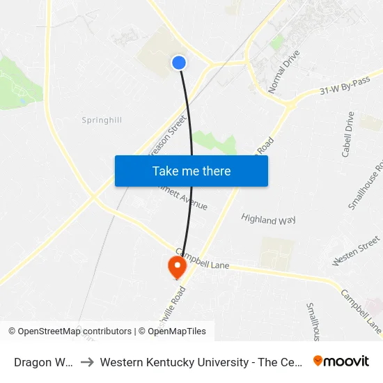 Dragon Way @ Wchs to Western Kentucky University - The Center for Research & Development map