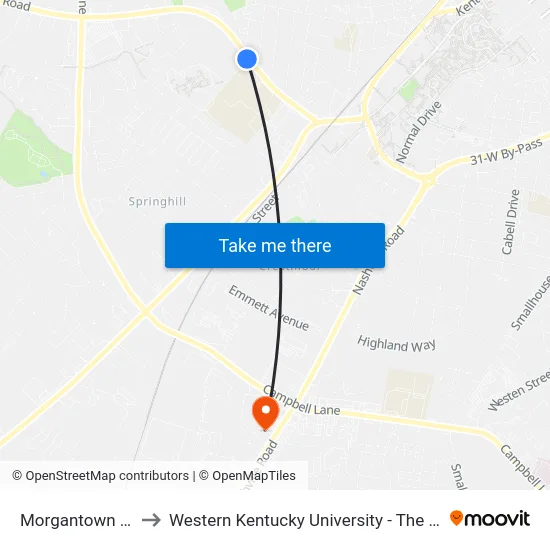 Morgantown Road @ Loop St to Western Kentucky University - The Center for Research & Development map