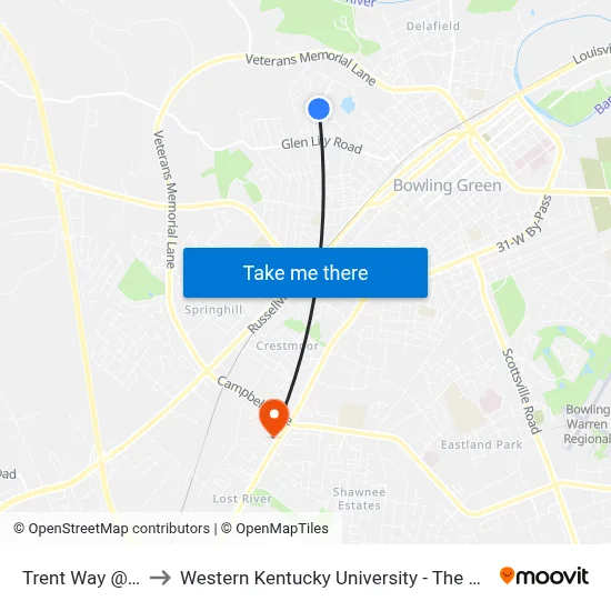 Trent Way @ Shannon Way to Western Kentucky University - The Center for Research & Development map