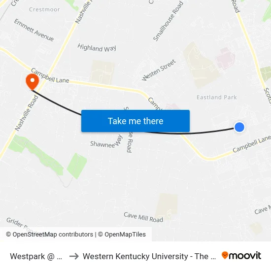 Westpark @ Kohl'S/Michaels to Western Kentucky University - The Center for Research & Development map