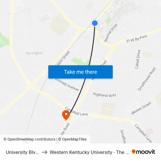 University Blvd @ Wku Supply to Western Kentucky University - The Center for Research & Development map