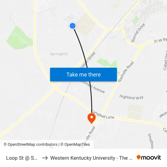 Loop St @ Sky/Warren Elem to Western Kentucky University - The Center for Research & Development map
