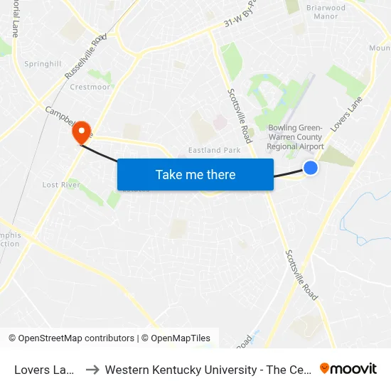 Lovers Lane @ Searcy to Western Kentucky University - The Center for Research & Development map