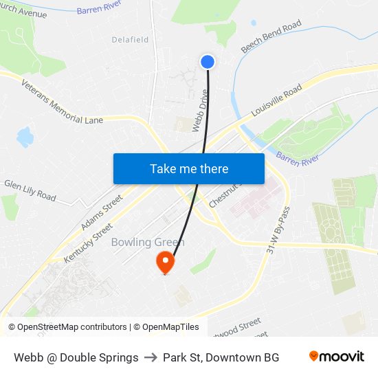 Webb @ Double Springs to Park St, Downtown BG map