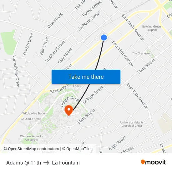 Adams @ 11th to La Fountain map