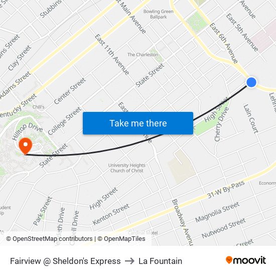 Fairview @ Sheldon's Express to La Fountain map