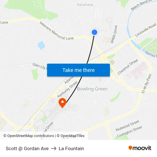 Scott @ Gordan Ave to La Fountain map
