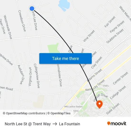 North Lee St @ Trent Way to La Fountain map