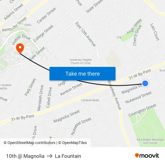 10th @ Magnolia to La Fountain map