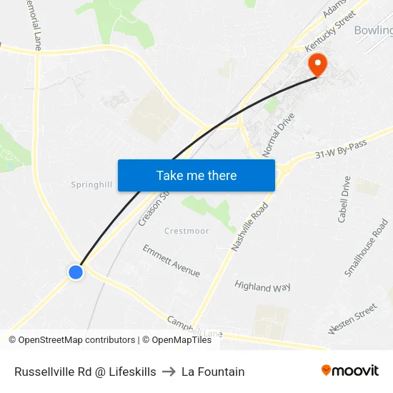 Russellville Rd @ Lifeskills to La Fountain map
