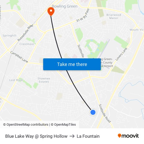 Blue Lake Way @ Spring Hollow to La Fountain map