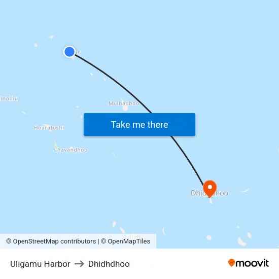 Uligamu Harbor to Dhidhdhoo map