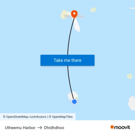 Utheemu Harbor to Dhidhdhoo map